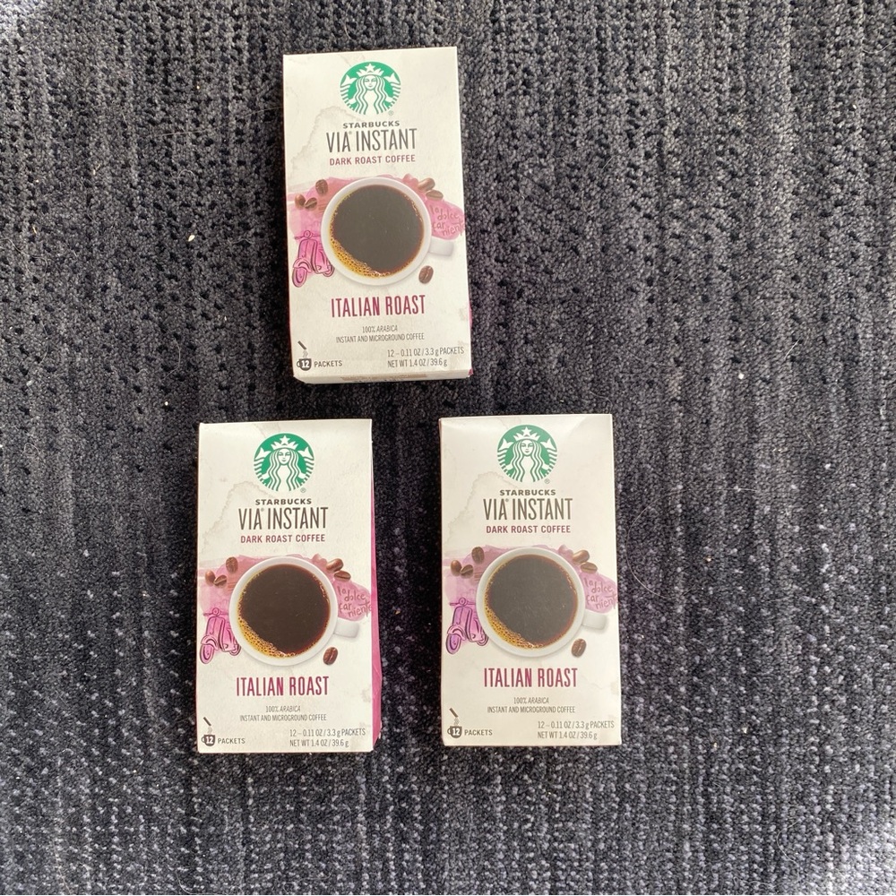 ⭐️Starbucks Via Instant Dark Roast Coffee ⭐️ Italian Roast Packets 3-12CT